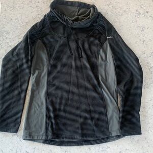 Columbia Women's Black and Gray Striped Hoodie